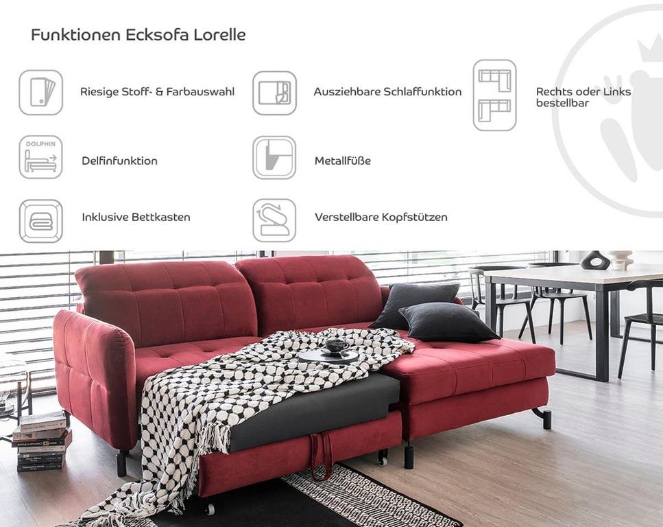 Lorelle Ecksofa 225 x 160 cm Beige (Kunstleder)