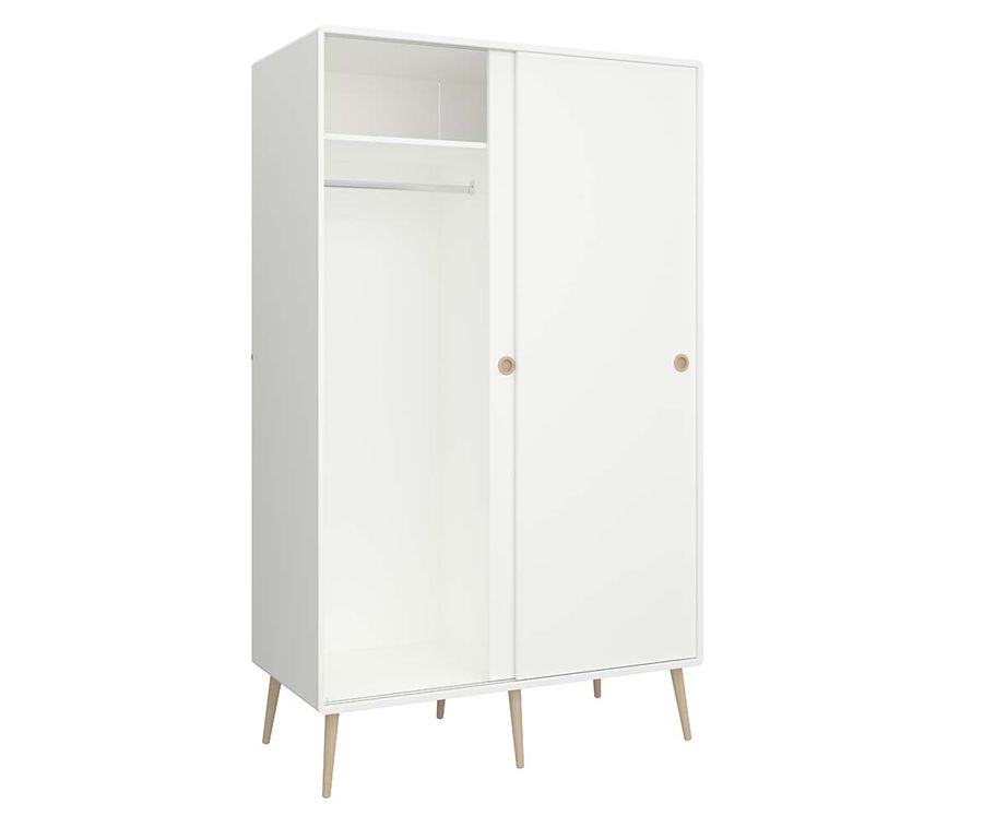 Soft Line Garderobenschrank mit 2 Schiebetüren Weiss - Froschkönig24