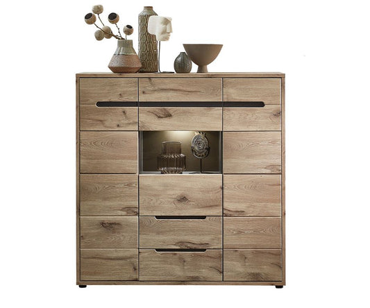 Bellano Highboard inkl. LED-Beleuchtung Viking Eiche Natur