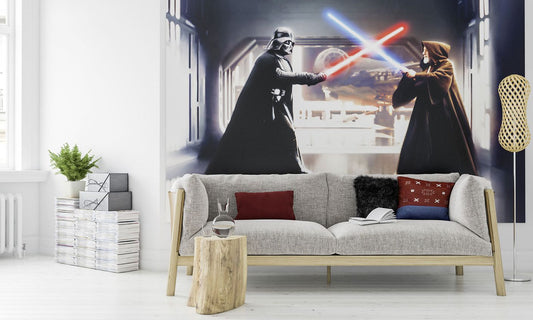 Vlies Fototapete - Star Wars Vader vs. Kenobi - Größe 300 x 200 cm