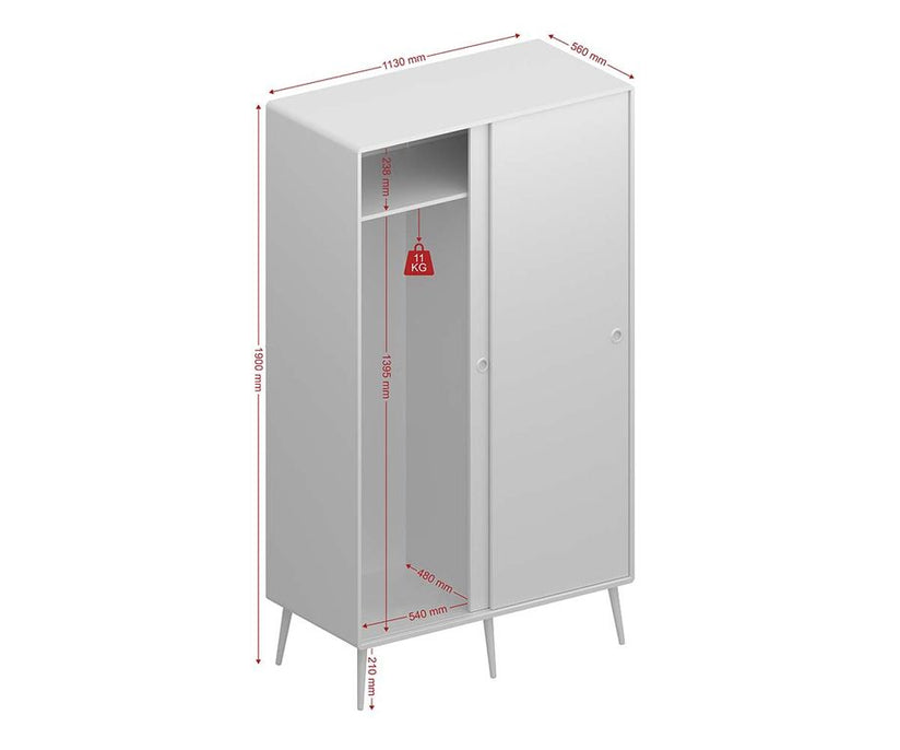 Soft Line Garderobenschrank mit 2 Schiebetüren Weiss - Froschkönig24