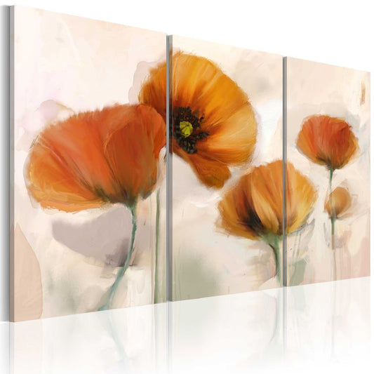 Wandbild - Kunstvolle Mohnblumen - Triptychon