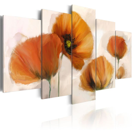 Wandbild - Kunstvolle Mohnblumen - 5 Teile