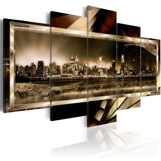 Wandbild - New York: Starry night - sepia