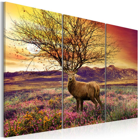 Wandbild - Originelles Geweih - Triptychon