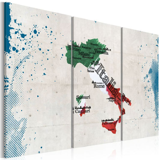 Wandbild - Landkarte von Italien - Triptychon