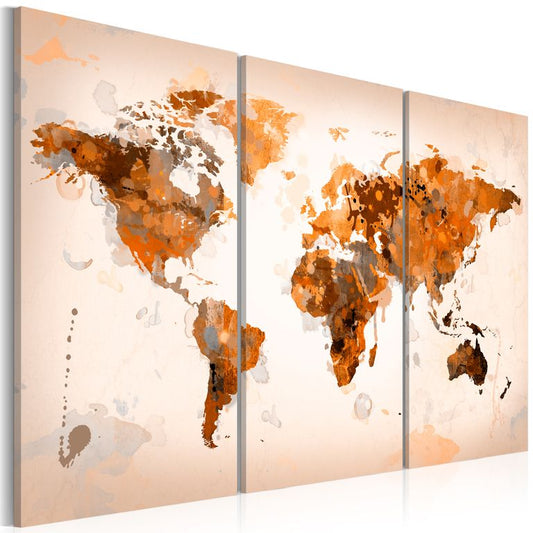 Wandbild - Map of the World - Desert storm - triptych