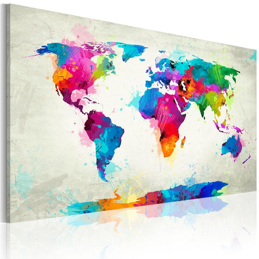 Wandbild - Map of the world - an explosion of colors