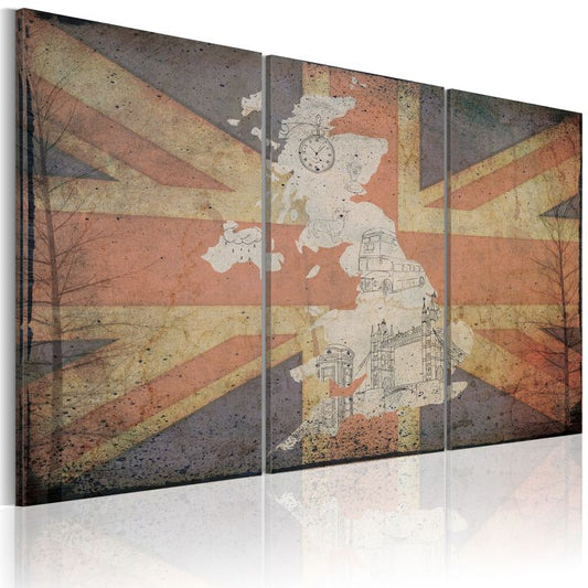 Wandbild - Landkarte von Großbritannien - Triptychon