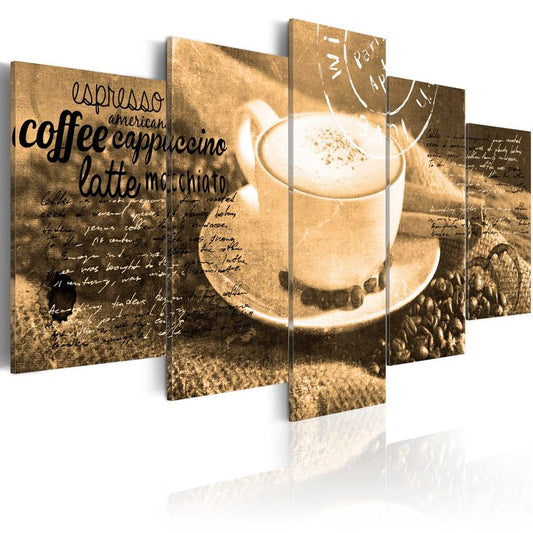 Wandbild - Coffe, Espresso, Cappuccino, Latte machiato ... - sepia