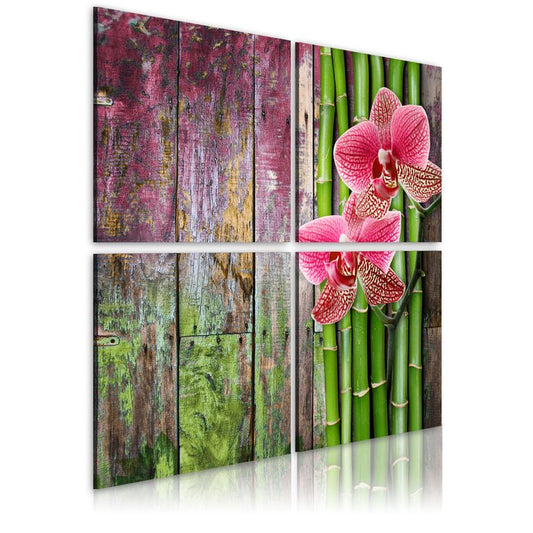 Wandbild - Bambus und Orchidee