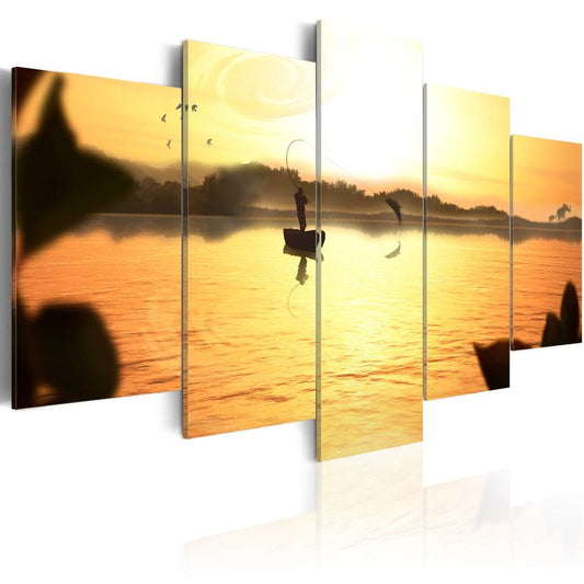 Wandbild - Sonnenuntergang am See