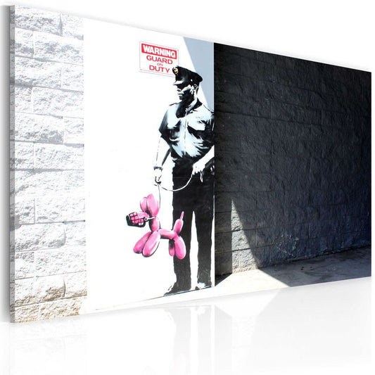 Wandbild - Polizist und ein rosaroter Hund (Banksy) 60x40 cm