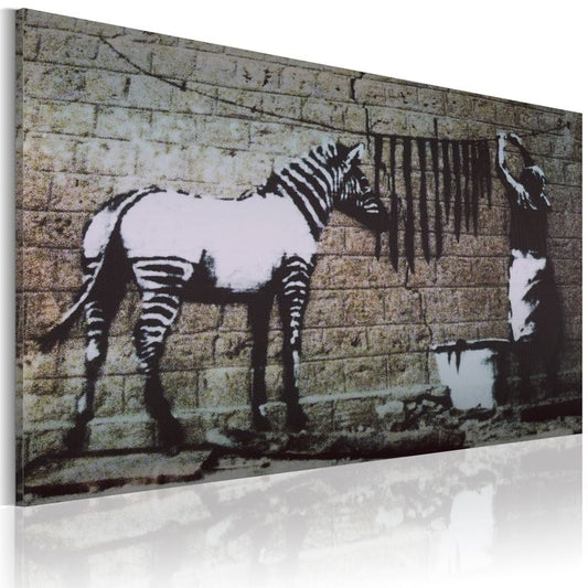 Wandbild - Zebra waschen (Banksy) 60x40 cm