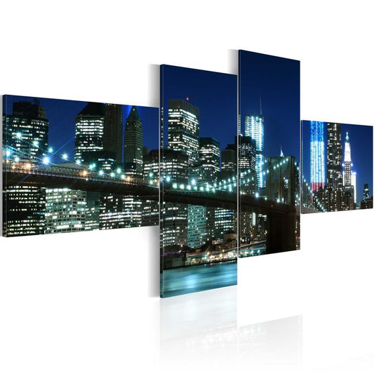 Wandbild - Beleuchtete Brooklyn Bridge