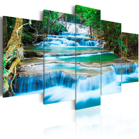 Wandbild - Blauer Wasserfall in Kanchanaburi, Thailand