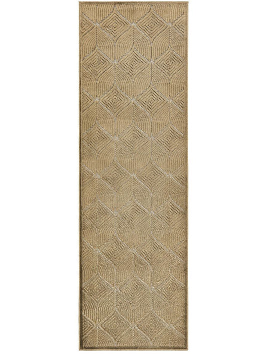 Viskoseteppich Läufer Woody 67x210 cm Beige / Grün