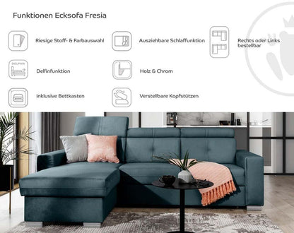 Fresia Ecksofa 247 x 176 cm Olivgrün (Samt)