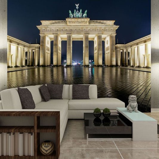 Fototapete - Das Brandenburger Tor bei Nacht 450x270 cm