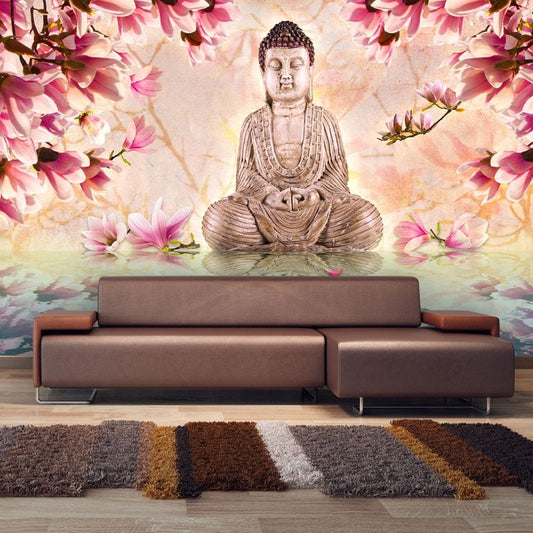 Fototapete - Buddha und Magnolia 450x270 cm