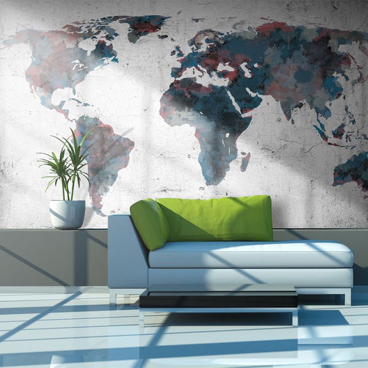 Fototapete - World map on the wall 450x270 cm