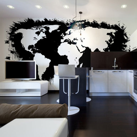 Fototapete - White continents, black oceans... 450x270 cm