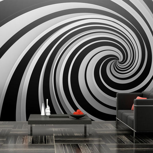 XXL Tapete - Black and white swirl 550x270 cm