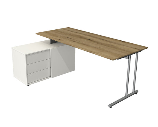 Start Up Komplettarbeitsplatz 180 x 102 cm Eiche / Silber