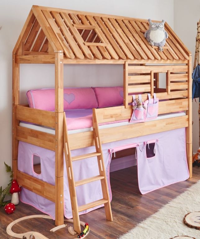 Spielbett Tom´s Hütte 20594 Stoffset Lila/Rosa - Froschkönig24