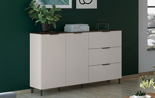 CARY Sideboard Wohnzimmer Kaschmir/Nussbaum