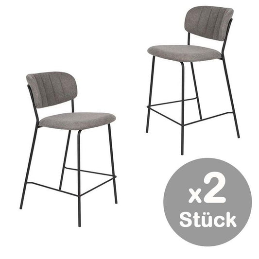 Jolien 2-er Set Barhocker Schwarz / Grau