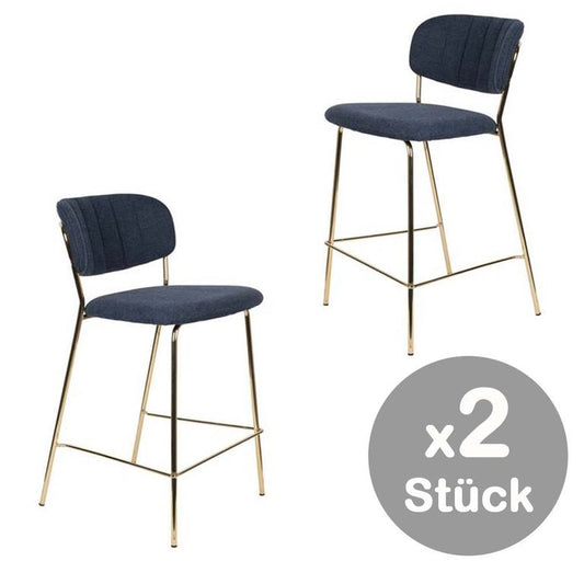 Jolien 2-er Set Barhocker Gold / Dunkelblau