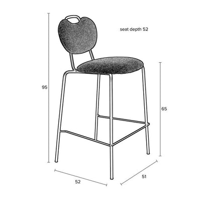 Aspen 2-er Set Barhocker gepolstert Grau