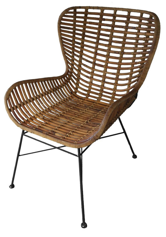 RATTAN Lounge-Stuhl Natur/ Antikschwarz