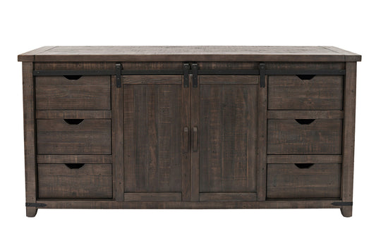 Avola Massivholz Sideboard Groß aus recyceltem Kiefernholz Dunkelbraun