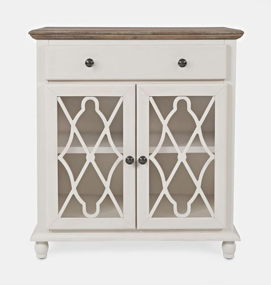 Avola Massivholz Sideboard Shabby-Chic Akazie Creme / Braun