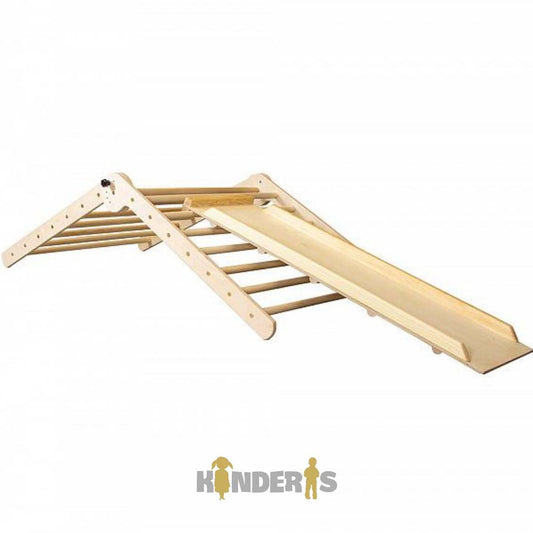 Indoor Kletterdreieck / Spielplatz mit doppelseitiger Rutsche aus Holz 80 cm