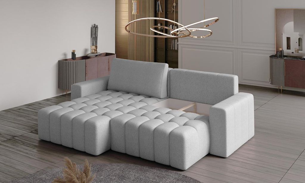 Bonett Ecksofa 250 x 175 cm Blau (Webstoff)