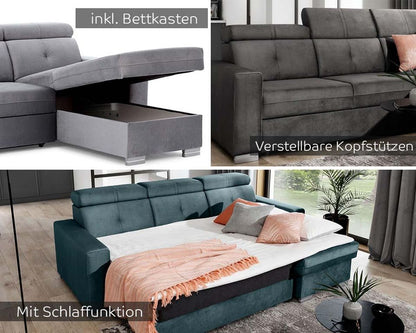 Fresia Ecksofa 247 x 176 cm Graphit (Samt - Nube)