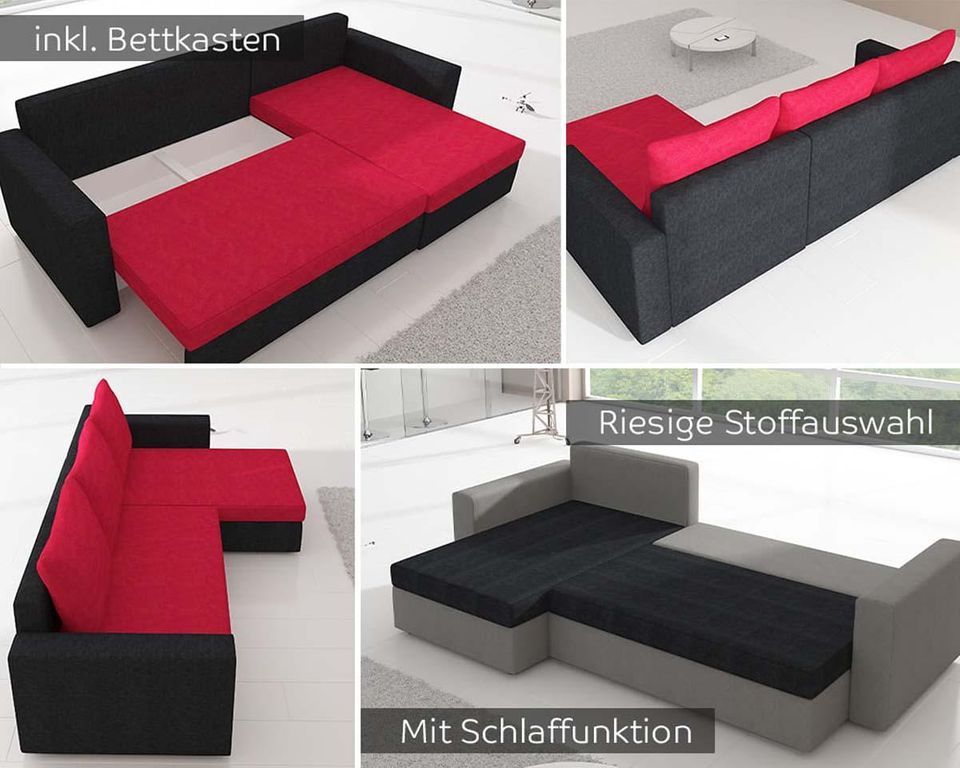 Livio Ecksofa 237 x 150 cm Schwarz / Grau (Velour)