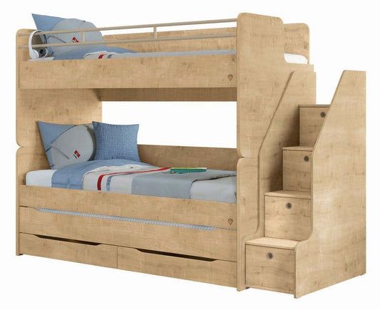 Cilek Studio Bunk Bed Hochbett 90 x 200 cm (BxT) mit Treppe Natur