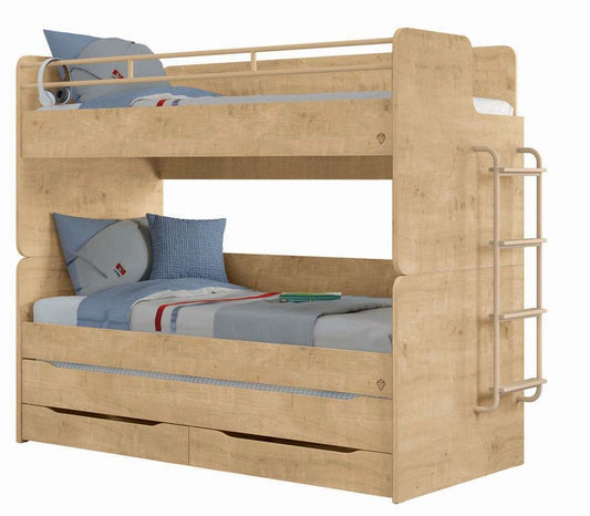 Cilek Studio Bunk Bed Hochbett 90 x 200 cm (BxT) mit Leiter Natur