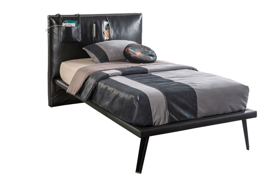 Cilek DARK METAL Kinderbett Bett 100x200 cm Jugendbett Schwarz - Froschkönig24