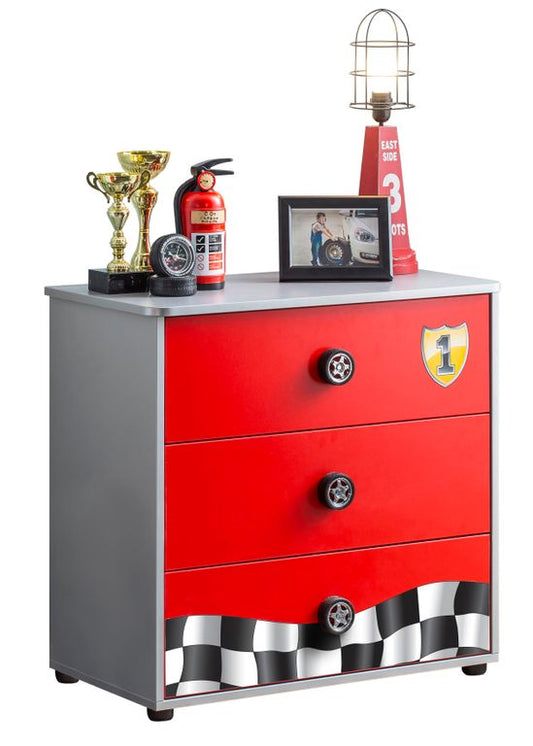 Cilek RACECUP Kommode Sideboard Anrichte Kinderkommode Rot / Grau - Froschkönig24