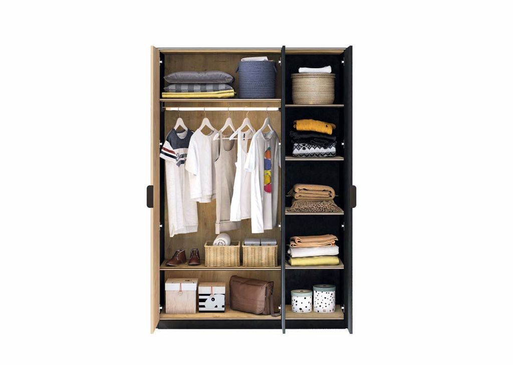 Cilek BLACK Line Kleiderschrank 3-trg. Schwarz / Beige