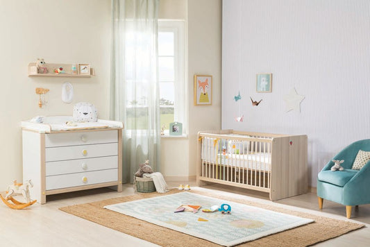 Cilek Montessori Babyzimmer Komplettset 2 Weiß / Grün / Natur