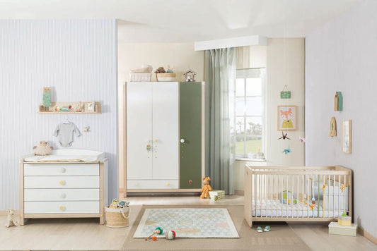 Cilek Montessori Babyzimmer Komplettset 1 Weiß / Grün / Natur