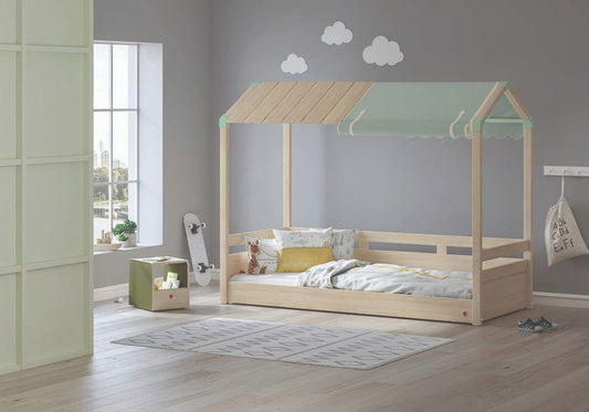 Montessori Hausbett 90x200 cm Braun / versch. Farben