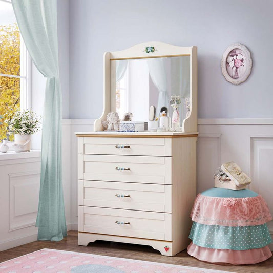 Cilek FLORA Kommode mit Spiegel Anrichte Sideboard Kinderzimmer Birke hell - Froschkönig24