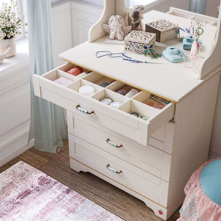 Cilek FLORA Kommode mit Spiegel Anrichte Sideboard Kinderzimmer Birke hell - Froschkönig24